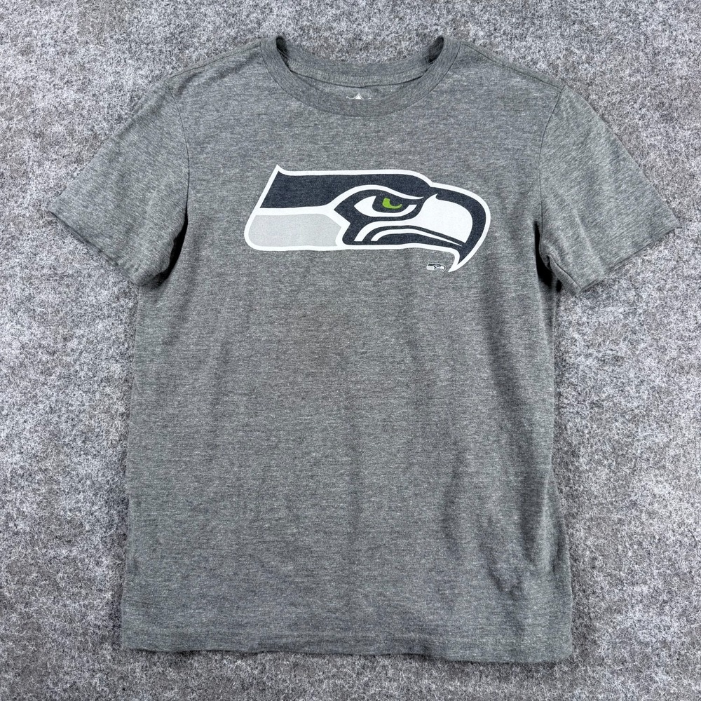 NFL Team Apparel Seattle Seahawks Youth T-Shirt Boys L (10/12) Heather Gray Logo